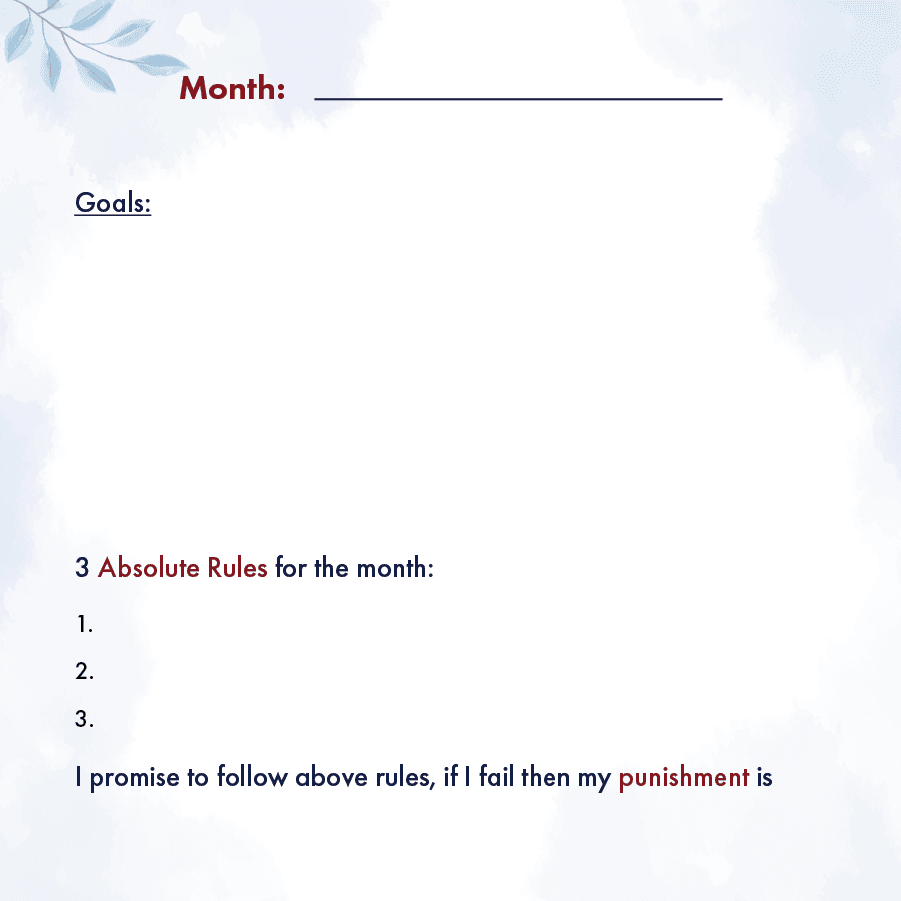 Monthly goals