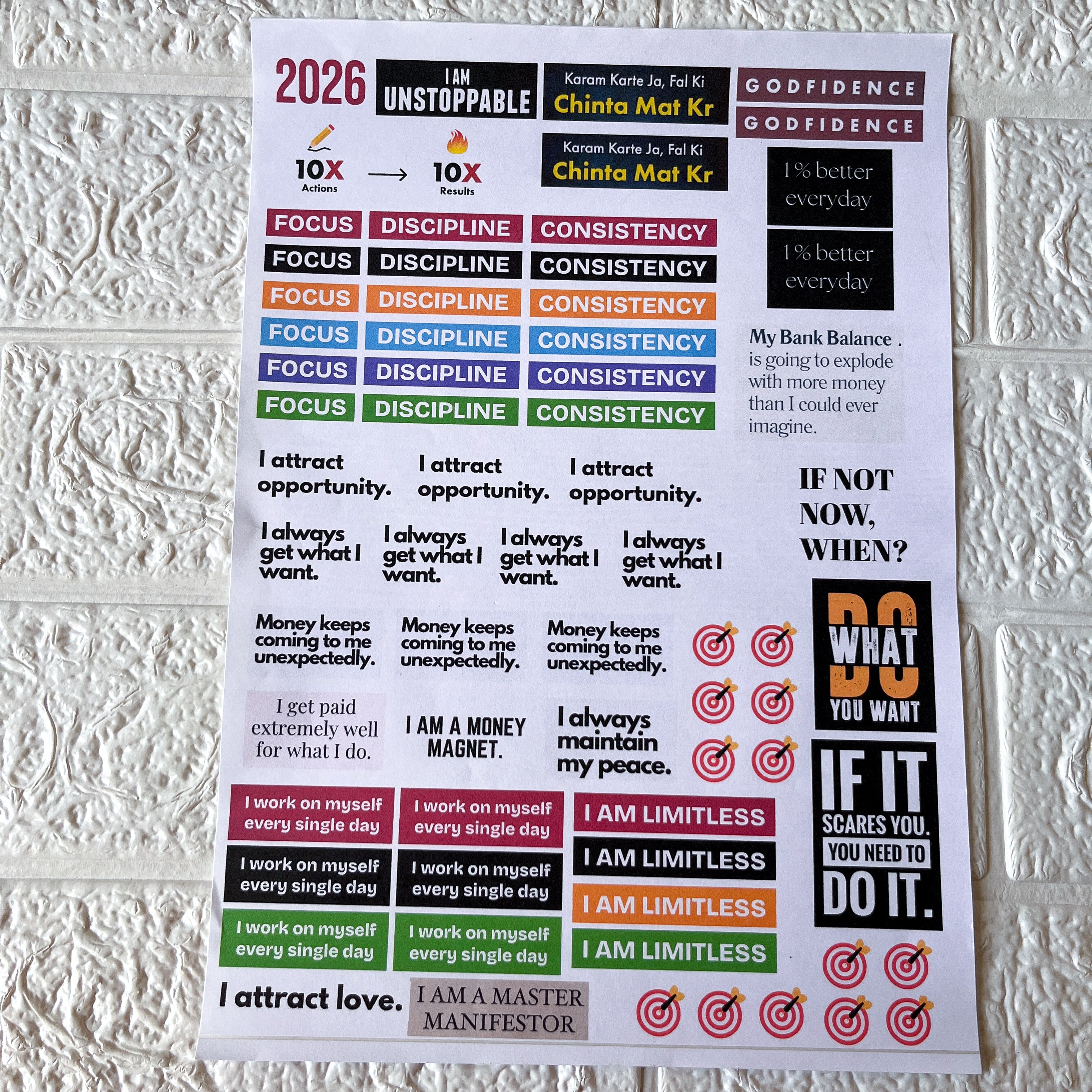 Believe in Yourself Quote Sticker Sheet